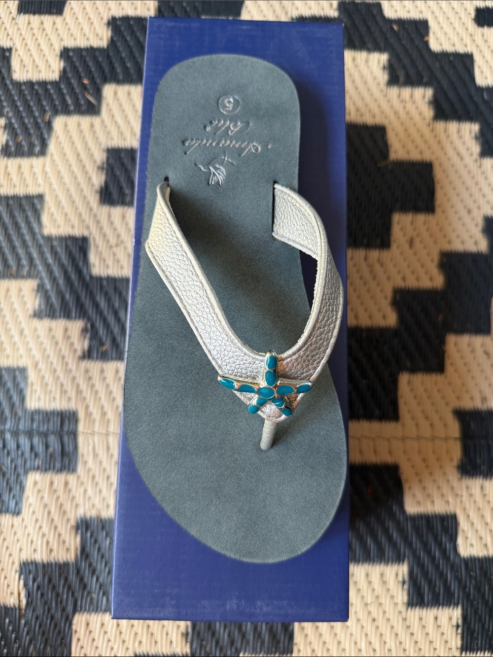 Amanda Blu Havana Sandals NIB Starfish Silver